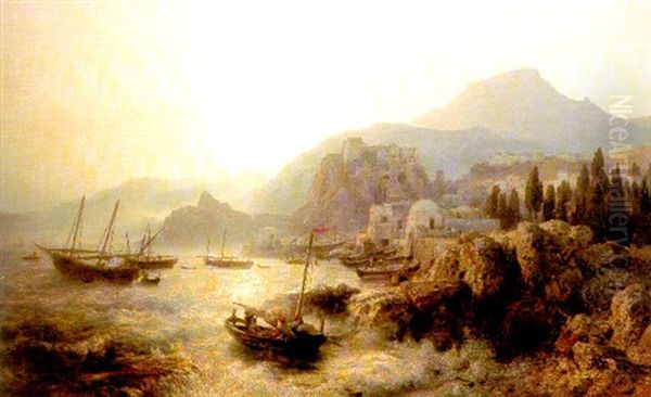 Vessels Off A Coast (the Levantine Coast?) At Sunset - view 1