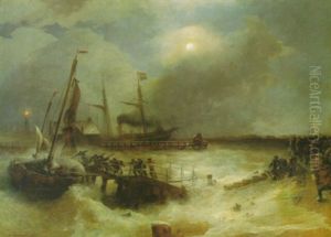 Mondnacht An Der Hollandischen Kuste by Andreas Achenbach