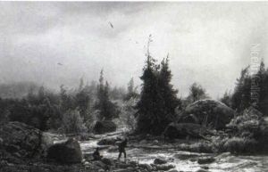 Wildwasser Im Norwegischen Hochland by Andreas Achenbach