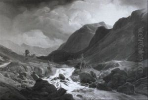 Norwegische Gebirgslandschaft by Andreas Achenbach