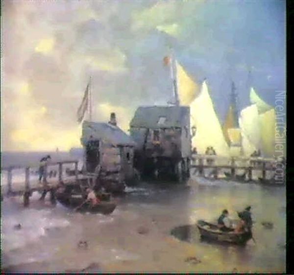 Fischerboot An Der Mole Eines Nordseehafens - view 1