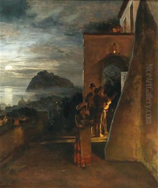 Evening Serenade On Ischia, Castello Aragonese In The Background - view 1
