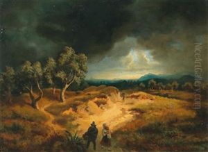 Returning Home With Approaching Storm by Oswald Achenbach