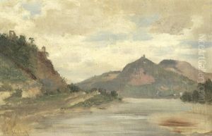 Der Rhein Mit Dem Siebengebirge by Oswald Achenbach