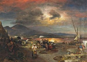 Nachtlicher Markt Am Strand Vor Neapel