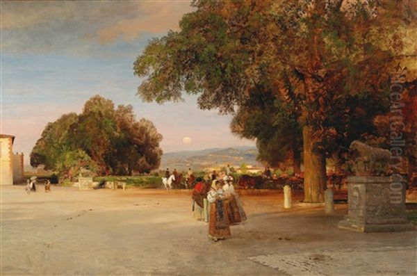 Scene At Dusk On The Terrace Of A Roman Villa - view 1