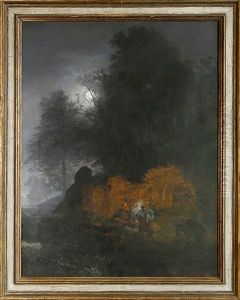 Grotte Italienne Au Clair De Lune by Oswald Achenbach
