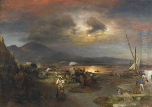 The Bay Of Naples, Vesuvius Beyond by Oswald Achenbach