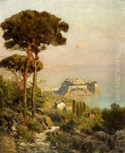 View Of The Bay Of Naples by Oswald Achenbach