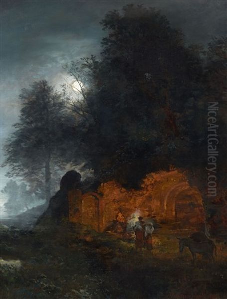Italian Twilight Landscape With A Grotto - view 1