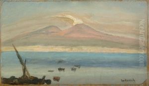 Blick Uber Den Golf Von Neapel Auf Den Vesuv by Oswald Achenbach
