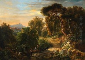 Landscape From The Alban Mountains Outside Rome by Oswald Achenbach