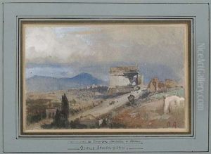 Das Grabmal Der Caecilia Metella An Der Via Appia. Blick Auf Posillipo Bei Neapel by Oswald Achenbach