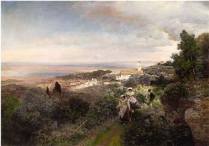 The Footpath From Ariccia To Albano With View On The Roman Campagna