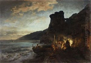The Torre De Asturnu By Night by Oswald Achenbach
