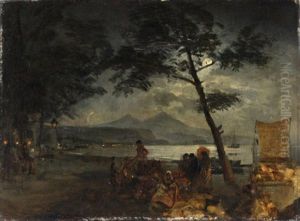 Nachtliche Szene Am Golf Von Neapel by Oswald Achenbach