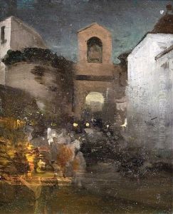 Porta Capuana In Naples by Oswald Achenbach