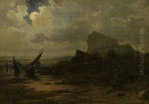 Abendstimmung An Der Kuste (golf Von Neapel?) by Oswald Achenbach