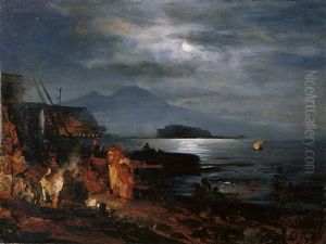 Die Bucht Von Neapel by Oswald Achenbach