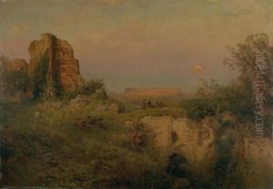 Blick Auf Das Kolosseum Im Abendrot by Oswald Achenbach