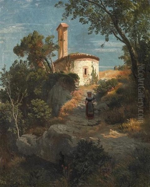 Italienische Landschaft Mit Kapelle. Achenbach - view 1