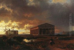 Bei Den Antiken Tempelanlagen Von Paestum