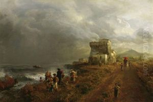 Abendstimmung An Bewegter See Im Suden Italiens by Oswald Achenbach