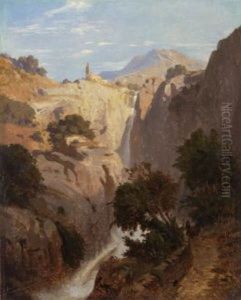 Gebirgsschlucht Bei Tivoli by Oswald Achenbach