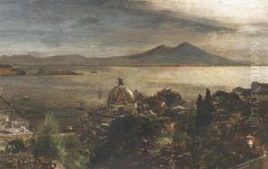 Die Bucht Von Neapel Bei Nacht by Oswald Achenbach