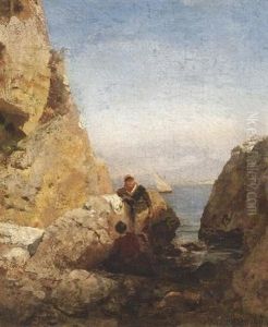 Fischerfrauen An Suditalienischer Felskuste by Oswald Achenbach