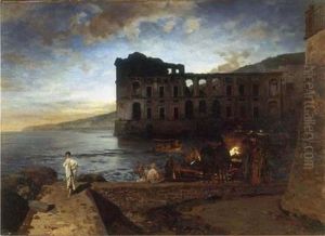 Ruine Des Palastes Der Donna Giovanna Bei Neapel by Oswald Achenbach