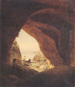 Italienische Fischer Vor Einer Grotte by Oswald Achenbach