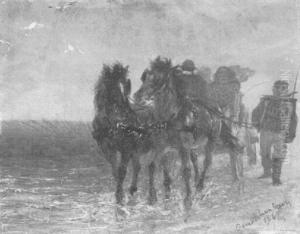 Fuhrmann Mit Gespann Am Strand - view 1