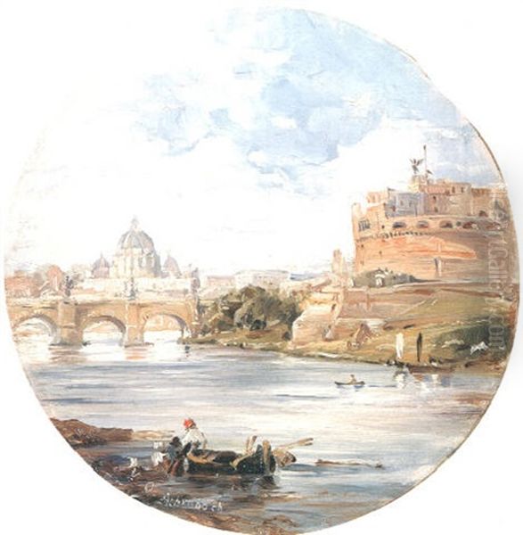 In Rom. Blick Uber Den Tiber Auf Die Engelsburg Und St. Peter - view 1