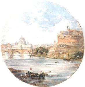 In Rom. Blick Uber Den Tiber Auf Die Engelsburg Und St. Peter by Oswald Achenbach