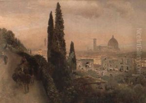 Ansicht Von Florenz Mit Blick Auf Den Dom by Oswald Achenbach