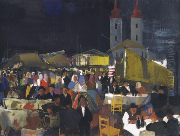 Figures In A Village Market - view 1