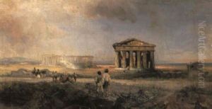 Blick Auf Die Tempel Von Paestum