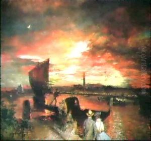 Venedig Bei Sonnenuntergang by Oswald Achenbach