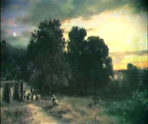 Landschaft In Der Umgebung Roms by Oswald Achenbach