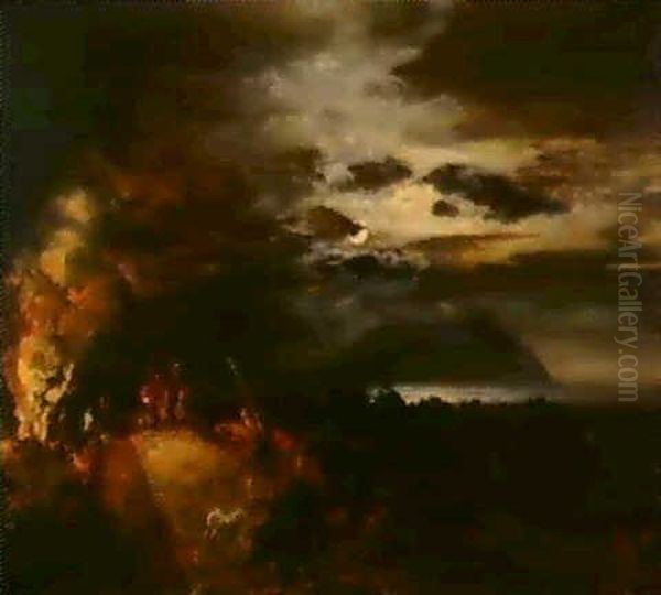 Nachtliches Feuer An Der Amalfi-kuste. - view 1
