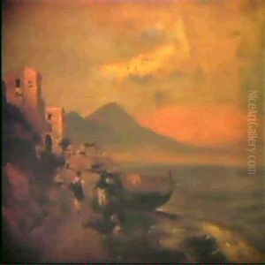 Italienische Strandlandschaft Mit Figurenstaffage by Oswald Achenbach