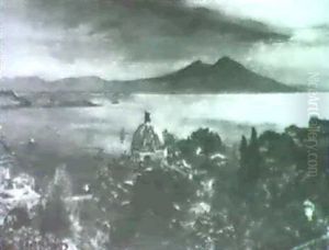 A Moonlit View Of The Bay Of Naples From Posillipo by Oswald Achenbach