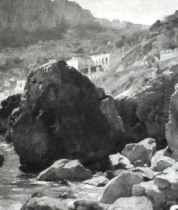 Mountain Road By The Shore by August Achtenhagen