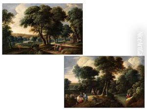 Baumlandschaften Mit Figurenstaffagen by Lucas Achtschellinck