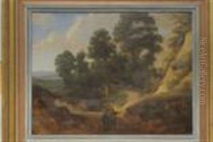 Wooded Landscape With Figures On A Path Wooded Landscape With Figures On A Path