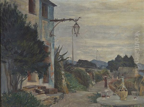 Terrace By The Side Of An Italian Village Road - view 1