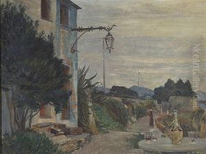 Terrace By The Side Of An Italian Village Road by Johann Axel Gustaf Acke