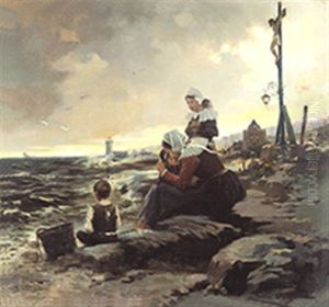 Wachtend Op De Terugkeer Van De Vissers by Florimond Van Acker