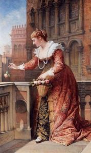 Dama Barroca Con Rosas by Cesare Felix Georges dell' Acqua